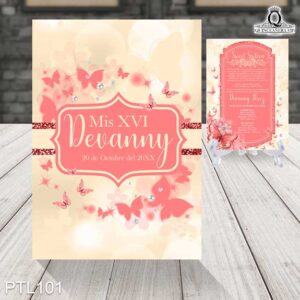 Invitaciones de 15 Años de Mariposas Perlas PTL101