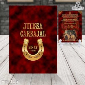 Invitaciones de 15 Años de Vaquero herradura PTL105