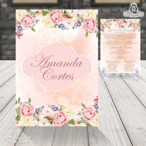 Invitaciones de Flores rosas PTL107