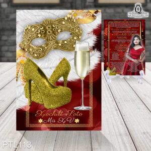 Invitaciones de 15 Años de Antifaz Zapatillas PTL113