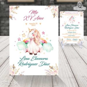 Invitaciones de 15 Años de Fantasía unicornio PTL114