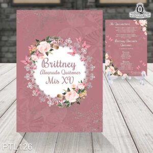 Invitaciones de 15 Años de Mariposas Flores PTL126