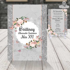 Invitaciones de 15 Años de Mariposas Glitter PTL127