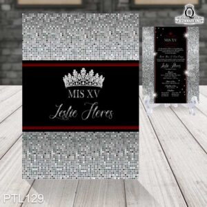 Invitaciones de 15 Años de Glamuroso Coronas PTL129