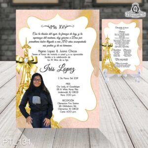 Invitaciones de 15 Años de Torre de Paris Diamantes PTL131