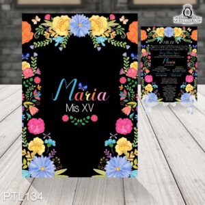 Invitaciones de 15 Años de Flores Colores Mexicanos PTL134