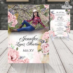 Invitaciones de 15 Años de Bouquet Floral PTL144