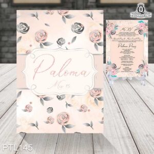 Invitaciones de 15 Años de Flores Glitter PTL145