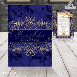 Invitaciones de 15 Años de Glamuroso glitter PTL148