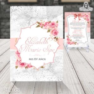 Invitaciones de 15 Años de Flores Brillantina PTL163