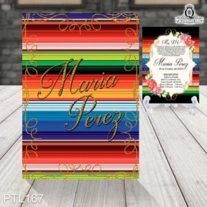 Invitaciones de 15 Años de Fiesta Mexicana zarape PTL167