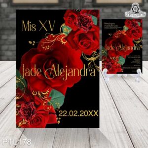Invitaciones de 15 Años de Flores rosas PTL178