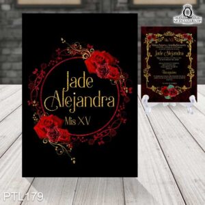 Invitaciones de 15 Años de Flores rosas PTL179