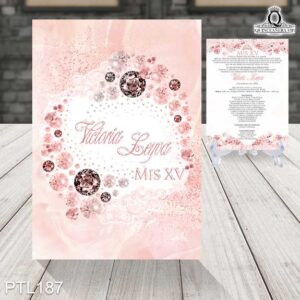 Invitaciones de 15 Años de Glamuroso Flores PTL187