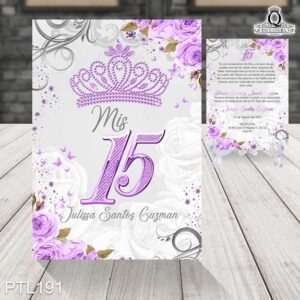 Invitaciones de 15 Años de Coronas Diamantes PTL191