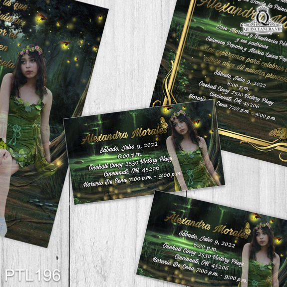 PTL196@ ¡Vive tu quinceañera al máximo con nuestras invitaciones
de 15 años Bosque Encantado y Luciérnagas en colores Verde Bosque y Dorado! Con un diseño
mágico y encantador, estas invitaciones harán que tu celebración sea única y memorable. Solo de
Quinceañera VIP en InvitacionesModernas.com