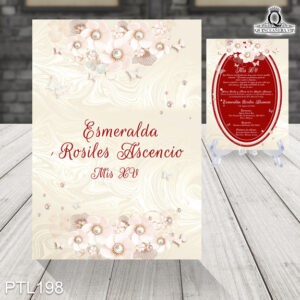 Invitaciones de 15 Años de Perlas Flores PTL198