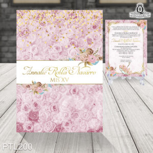 Invitaciones de 15 Años Cama de Rosas Paraguas PTL200