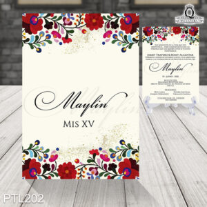 Invitaciones de 15 Años de Flores estilo mexicano PTL202