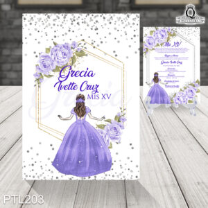 Invitaciones de 15 Años de Flores vestido PTL203
