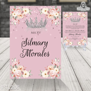 Invitaciones de 15 Años de Flores Coronas PTL206