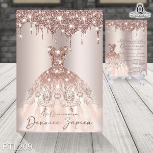Invitaciones de 15 Años de Glamuroso vestido PTL209