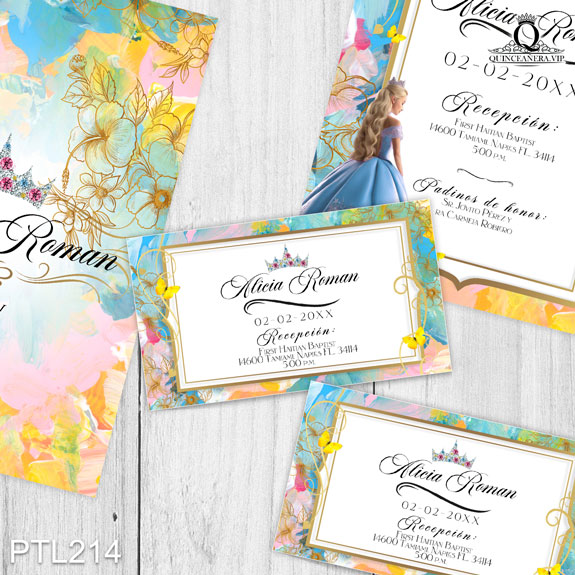 PTL214@ ¡Sé la estrella en tu quinceañera con nuestras invitaciones
de XV años Princesa Aurora y Diamantes en colores Azul Celeste y Amarillo Canario! Con un diseño
encantador y brillante, estas invitaciones harán que tu celebración sea deslumbrante y llena de
encanto. Solo de Quinceañera VIP en InvitacionesModernas.com