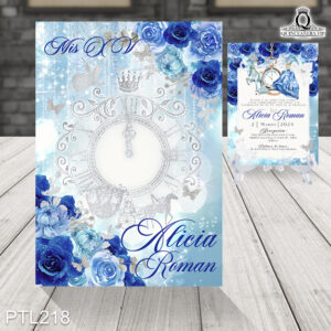 Invitaciones de XV años de Cinderella PTL218 frente y reverso
