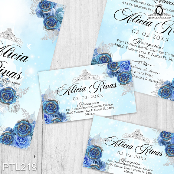 PTL219@ ¡Vive tu quinceañera al máximo con nuestras invitaciones
de 15 años Princesa Cenicienta y Corona en colores Azul Celeste y Plateado! Con un diseño
elegante y majestuoso, estas invitaciones aseguran que tu evento sea deslumbrante y lleno de
encanto. Solo de Quinceañera VIP en InvitacionesModernas.com