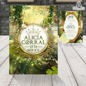Invitaciones de XV años de la Princesa Tiana PTL222 frente y reverso