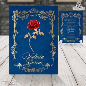 Invitaciones de xv años de Bella PTL225 frente y reverso