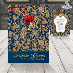 Invitaciones del espejo de la bella y la bestia PTL227 frente y reverso