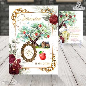 Invitaciones de 15 años de la Princesa Blanca Nieves PTL231 frente y reverso
