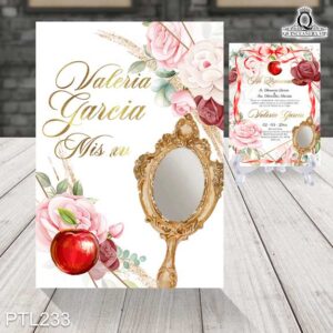 Invitaciones de Quinceañera de blancanieves PTL233 frente y reverso