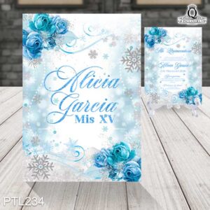 Invitaciones del Castillo de la Princesa Elsa PTL234 frente y reverso