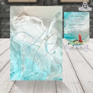 Invitaciones de Quinceañera de la sirenita PTL243 frente y reverso