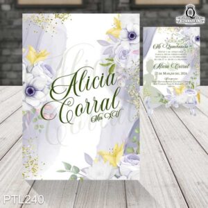 Invitaciones de 15 años de la Princesa y el sapo PTL240 frente y reverso
