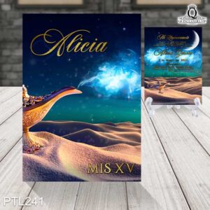 Invitaciones de la Princesa de aladdin PTL241 frente y reverso