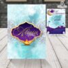 Invitaciones de la princesa jasmín de aladdin PTL242 frente y reverso