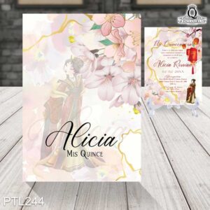 Invitaciones inspiradas en mulán PTL244 frente y reverso