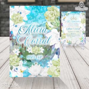 Invitaciones de la Princesa Tiana y el sapo PTL314 frente y reverso
