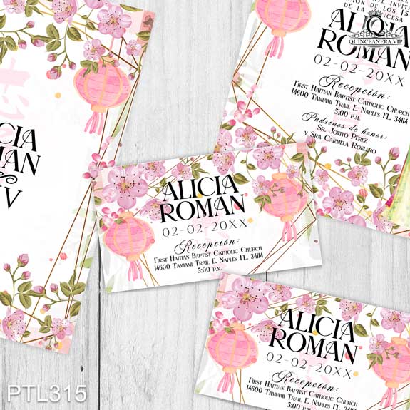 PTL315@ ¡Brilla en tu quinceañera con nuestras invitaciones de 15
años Princesa Mulán y Flores de Cerezo en colores Rosa Bebé y Blanco! Con un diseño delicado y
encantador, estas invitaciones aseguran que tu celebración sea inolvidable y llena de encanto.
Solo de Quinceañera VIP en InvitacionesModernas.com